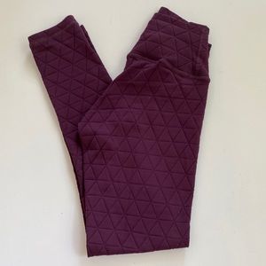 Maroon Textured Yoga Pants